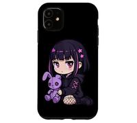 Custodia per iPhone 11 Goth Anime Ragazza Bunny Egirl Scuro Grunge Estetica Kawaii