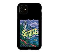 Custodia per iPhone 11 Grafica artistica retrò grunge di Seattle Washington City