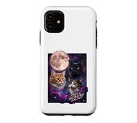 Custodia per iPhone 11 Grafica galassia spaziale luna piena tre gatti