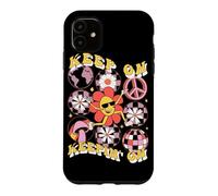 Custodia per iPhone 11 Grafica retrò con margherita "Keep On Keepin' On"
