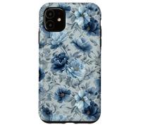 Custodia per iPhone 11 Gray And Blue Flower Lover Cute Girly Navy Floral Nature