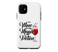 Custodia per iPhone 11 Halloween strega Il vino è la mia pozione magica