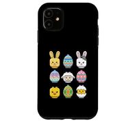 Custodia per iPhone 11 Happy Easter Building Blocks Faces Minifig Brick Toy Kids