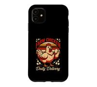 Custodia per iPhone 11 Happy Farm Pollo Consegna Giornaliera Retro Alba