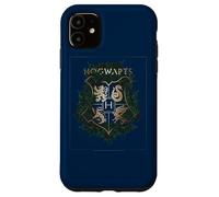 Custodia per iPhone 11 Harry Potter Hogwarts Green and Gold Floral Crest