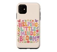 Custodia per iPhone 11 Helping Little Minds Bloom Teacher, farfalla floreale, mela