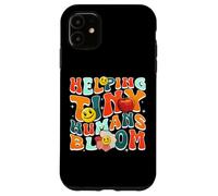 Custodia per iPhone 11 Helping Tiny Humans Bloom Retro Colorful Teacher Design