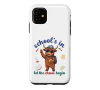 Custodia per iPhone 11 Highland Cow Back To School Vibes Scuole In Let Chaos Begin