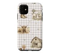 Custodia per iPhone 11 Highland Mucca Pecora Rustico Fattoria Paese Acquerello