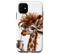 Custodia per iPhone 11 Hipster Giraffe :_: Cool Design For Coffee And Animal Lover