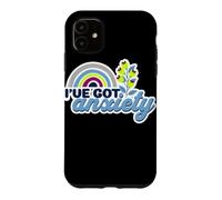 Custodia per iPhone 11 Ho l'ansia Citazione divertente e ansiosa arcobaleno floreale