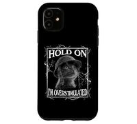 Custodia per iPhone 11 Hold on I'm Overstimulated Funny Cat Dramatic Lightning Band