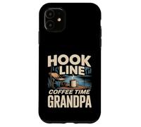 Custodia per iPhone 11 Hook Line Coffee Time Nonno Pesca Mattina Lago
