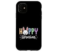 Custodia per iPhone 11 Hoppy Librarian Happy Easter Bunny Grafica