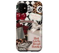 Custodia per iPhone 11 Hot Girls Read Books Leopard Ball 8 Y2K Reader rosa