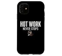 Custodia per iPhone 11 Hot Work Never Stops Welder Welding Blue Collar Job Work