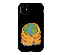 Custodia per iPhone 11 Hug The World Earth avvolto in sciarpa design