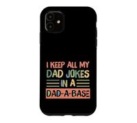 Custodia per iPhone 11 I Keep All My Dad Jokes In A Dad-A-Base Retro Father's Day