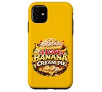 Custodia per iPhone 11 I Love Banana Cream Pie Retro Diner Dessert Topping Cherry