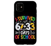 Custodia per iPhone 11 I Survived 67 + 33 Days School Kids Funny Math 100th Day