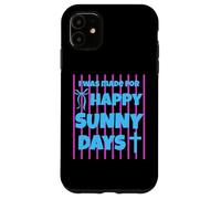 Custodia per iPhone 11 I Was Made For Happy Sunny Days - Fiocco a righe rosa