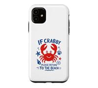 Custodia per iPhone 11 If Crabby Please Return to the Beach Arte vintage disegnata a mano