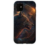 Custodia per iPhone 11 Il misticismo del lupo nello spazio incontra gli ornamenti