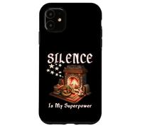 Custodia per iPhone 11 IL SILENZIO È IL MIO SUPERPOWER camino introverso topo di biblioteca leggere