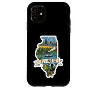 Custodia per iPhone 11 Illinois Vintage Skyline di Chicago e Orgoglio dell'Illinois