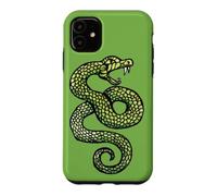 Custodia per iPhone 11 Illustrazione del serpente che colpisce il tatuaggio del serpente che sibila verde