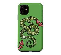 Custodia per iPhone 11 Illustrazione del serpente che colpisce il tatuaggio del serpente che sibila verde