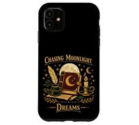 Custodia per iPhone 11 Inseguendo i sogni al chiaro di luna Libro celeste vintage