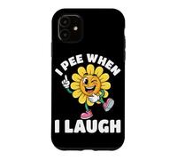 Custodia per iPhone 11 Io pipì quando rido fiore giallo pipì scherzo umorismo