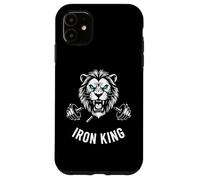 Custodia per iPhone 11 Iron King Lion Bilanciere per sollevamento pesi Bodybuilding Graphic