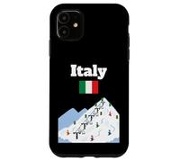 Custodia per iPhone 11 Italia, sci, viaggio, souvenir, sci, amante dello sci, bandiera italiana
