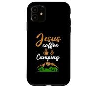 Custodia per iPhone 11 Jesus Coffee And Camping Cafeine Barista Camp Lover