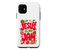 Custodia per iPhone 11 Jesus is My Jam Cute Christian Strawberry Faith