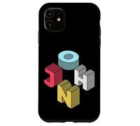 Custodia per iPhone 11 John First Given Retro nome isometrico blocco lettere