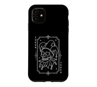 Custodia per iPhone 11 Joker Skull Jester The Clown Line Art The Fool Tarocchi Carta
