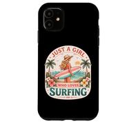 Custodia per iPhone 11 Just A Girl Who Loves Surfing Woman Surfer Cute Surfboard