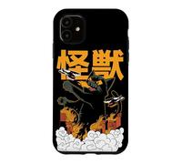 Custodia per iPhone 11 Kaiju, Vintage Style Cat Catzilla Anime Japanese Monster