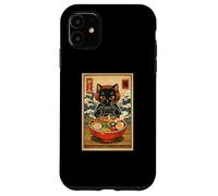 Custodia per iPhone 11 Kawaii Gamer Gatto Divertente Ramen Retro Carino Gatto Giapponese Gioco
