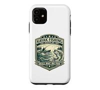 Custodia per iPhone 11 Kayak Fishing Guild Piccola barca Big Fish Vintage Badge