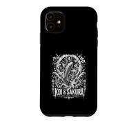 Custodia per iPhone 11 Koi E Sakura Bellezza Nuota A Monte Onde Giapponesi