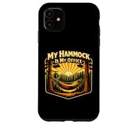 Custodia per iPhone 11 La mia amaca è il mio ufficio, scena del tramonto in campeggio