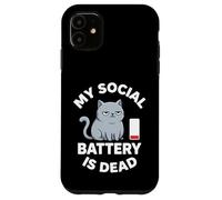 Custodia per iPhone 11 La mia batteria sociale è un gatto morto introversi divertenti