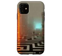 Custodia per iPhone 11 La soglia al neon - Cyberpunk Dystopian City Art