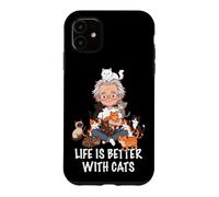Custodia per iPhone 11 La vita è migliore con Cats Lover Man Boy Cat Dad