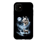 Custodia per iPhone 11 Lama che ulula alla luna anni '90 retrò