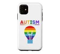 Custodia per iPhone 11 Lampadina arcobaleno per la consapevolezza dell'autismo, supporto autistico, mamma e papà